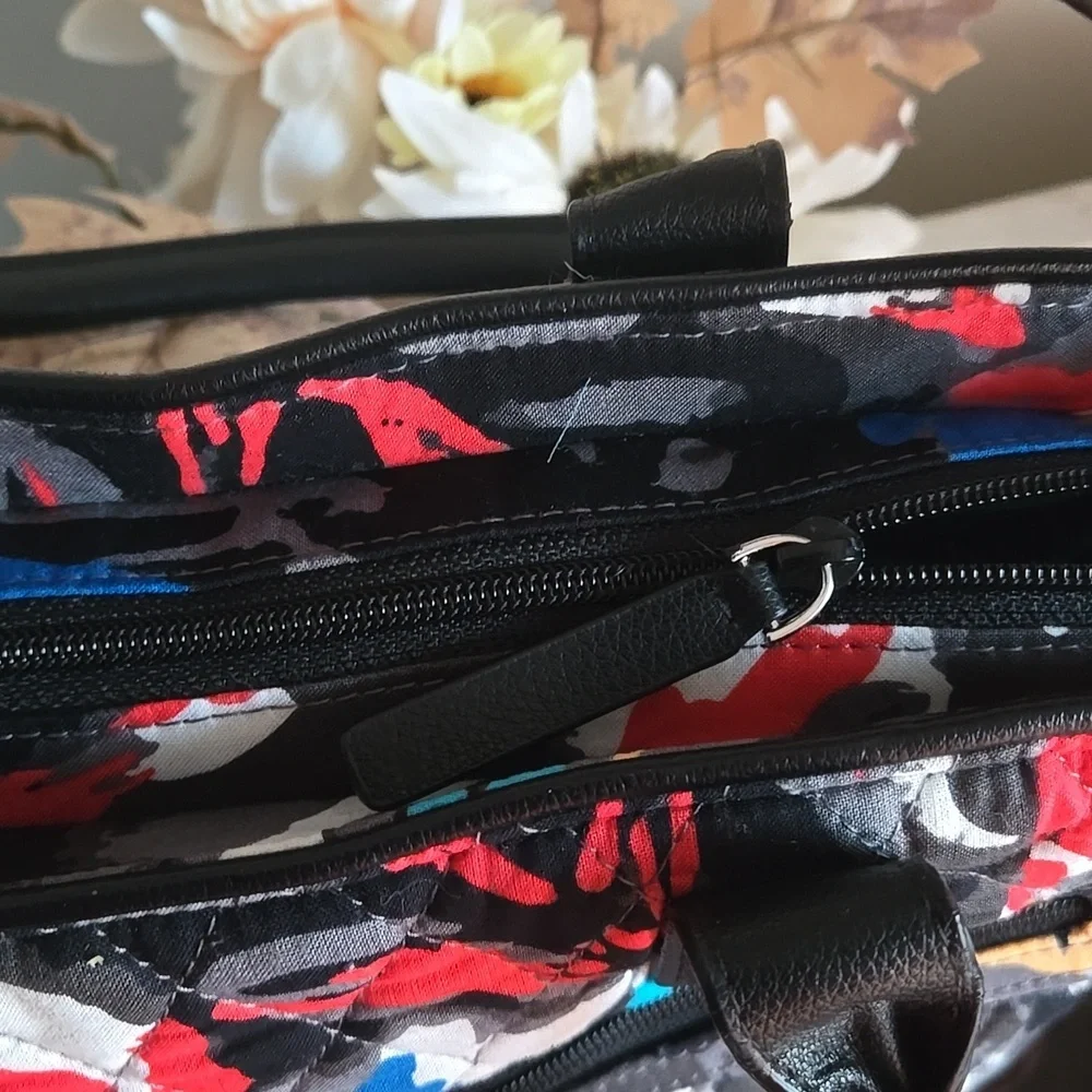 Vera Bradley Black and Multicolor Quilted Tote